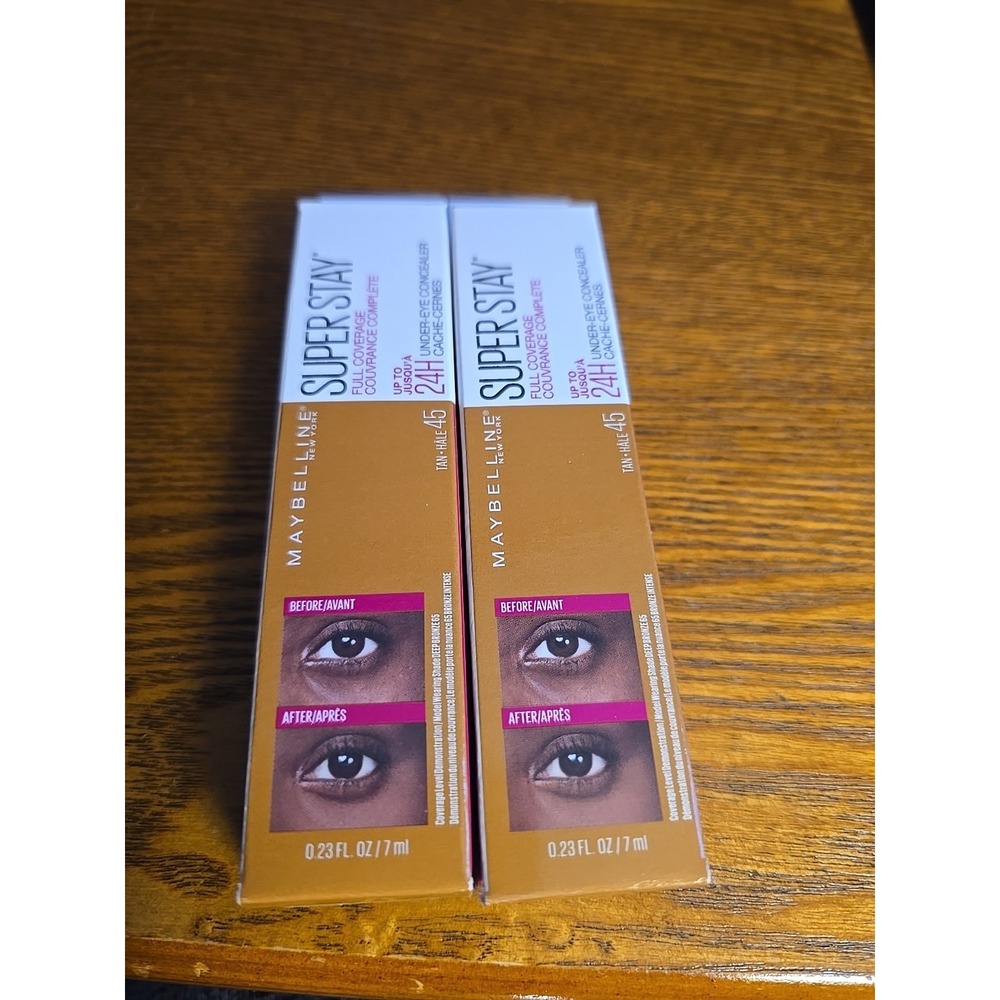 Lot Of 2 Maybelline Super Stay Full Coverage Under-Eye Concealer #45 Tan Hale.